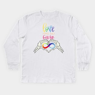 Love Has No Gender Rainbow Infinity Skeleton Kids Long Sleeve T-Shirt